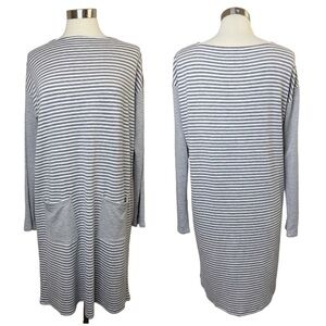 J.JILL Gray Striped Shirt Dress size M